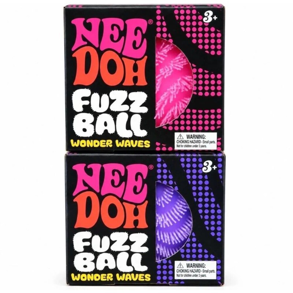 BOTH! 100% Authentic NeeDoh Fuzz Ball Wonder Waves Set of 2 Pink & Purple NIB S